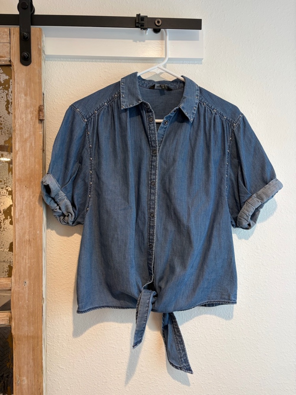 EXPRESS Light Blue Denim Button-Up Shirt